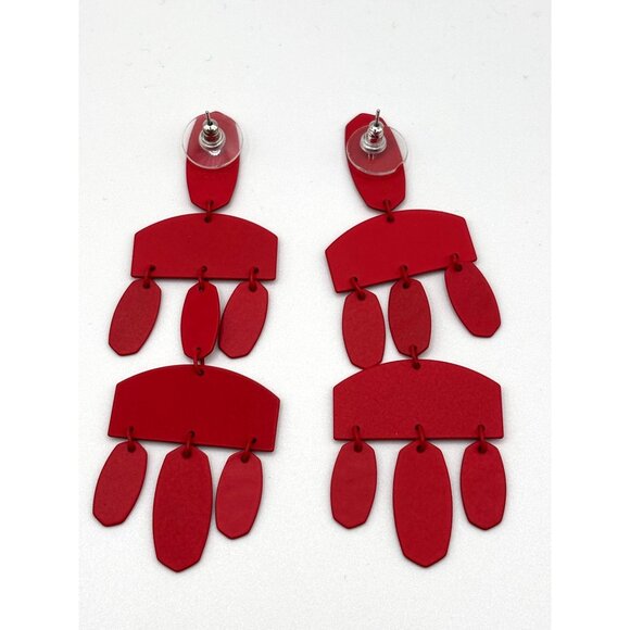 Kendra Scott Red Earrings With Geometric Design - Picture 2 of 7